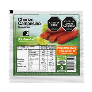 Chorizo Colanta Campesino 450 G X9 Unds