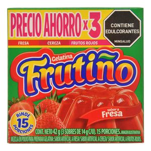 Gelatina Frutiño Fresa Cereza Frutos Rojos 42 G X3 Unds