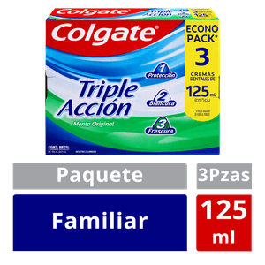 Crema Dental Colgate Triple Acción 125 Ml X3 Unds