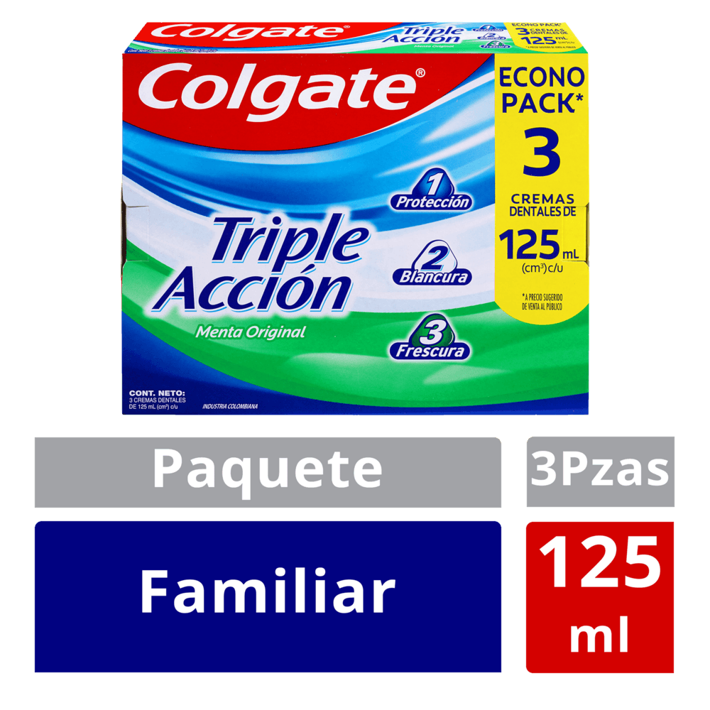 Crema Dental Colgate Triple Acción 125 Ml X3 Unds