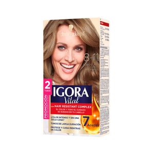 Tinte para cabello IGORA VITAL rubio claro cenizo profundo (2 und)