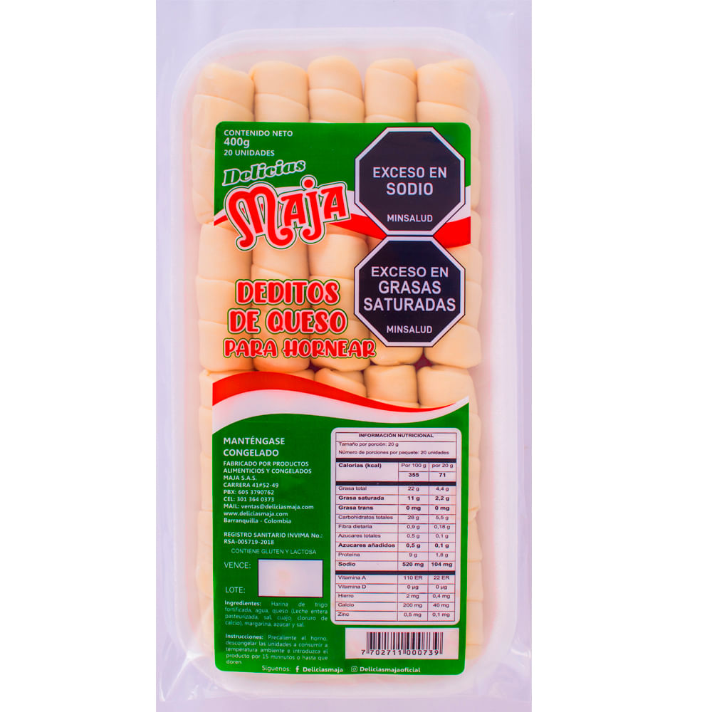 Imagen de Deditos Delicias Maja para Hornear 400 G X20 Unds DEDITOS MAJA PARA HORNEAR 20 un 400 g
