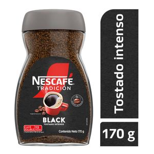 Café instantáneo Nescafé Tradición Black tostado intenso x 170 G