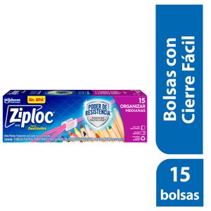 Bolsa Ziploc Reutilizable Medianas para Organizar Slider X15 Unds
