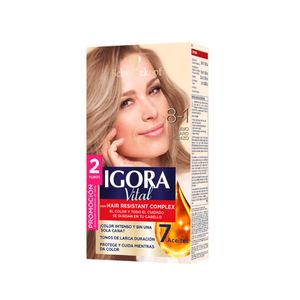 Tinte para cabello IGORA VITAL rubio claro cenizo larga duración (2 und)
