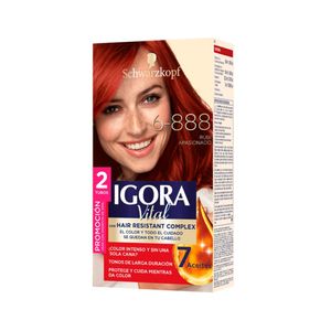 Tinte para cabello IGORA VITAL rubí apasionado larga duración (2 und)