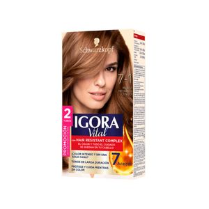Tinte para cabello IGORA VITAL rubio mediano cenizo larga duración (2 und)