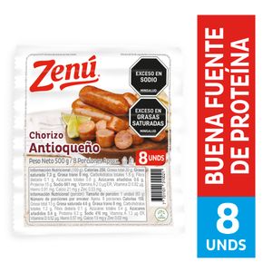 Chorizo Zenú Antioqueño 500 G X8 Unds