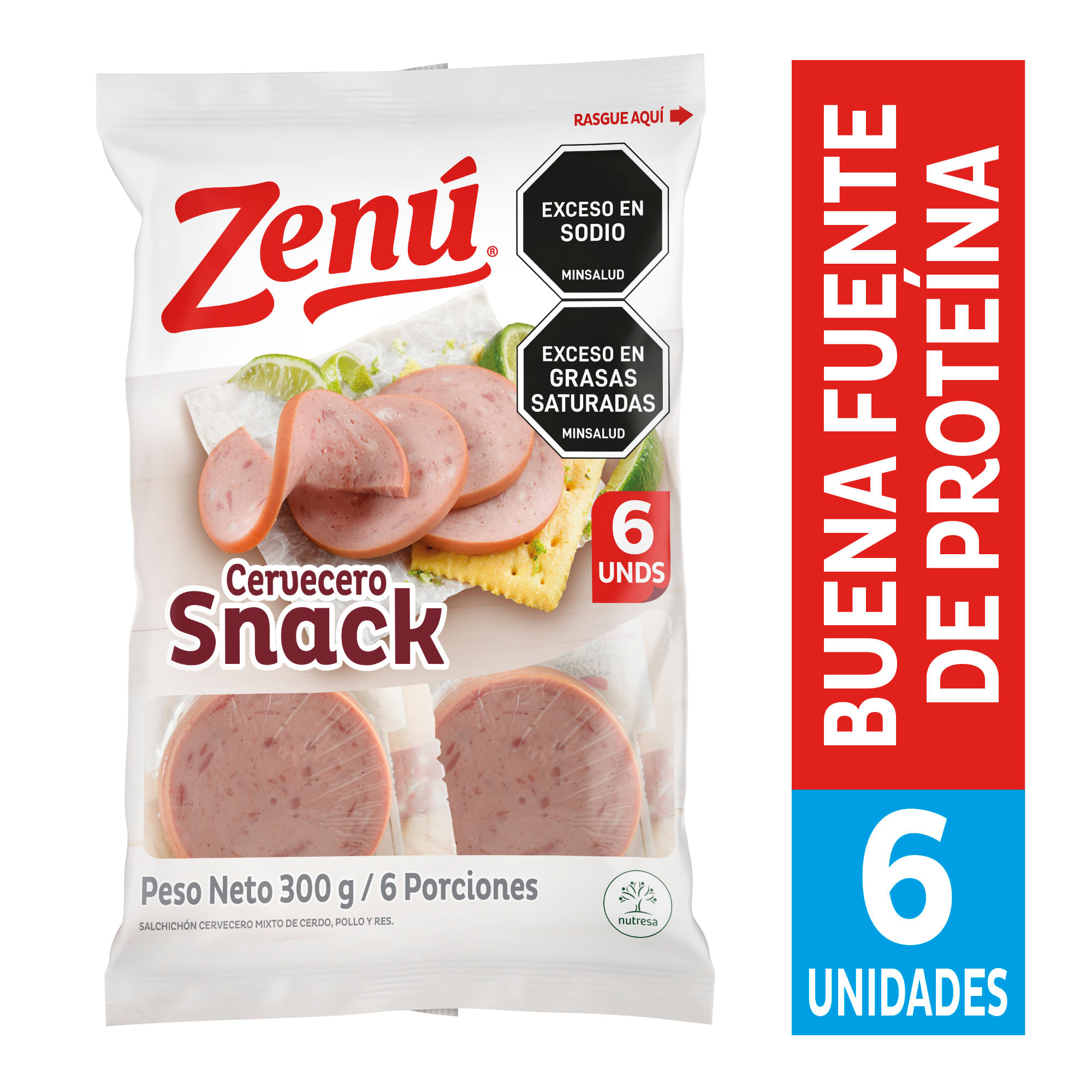 Imagen de Salchichón Zenú Cervecera Snack 300 G X6 Unds SALCHICHON ZENU CERVECERA SNACK 300 g