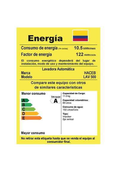 lavadora digital haceb 11kg lav 500 pl