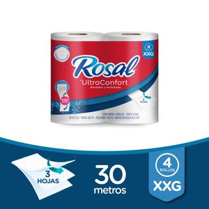 Papel higiénico ROSAL triple hoja x4 rollos (120 mts)