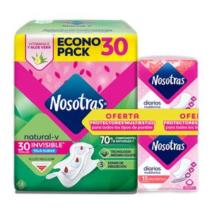 Toallas higiénicas NOSOTRAS natural invisible + protectores (30 und)