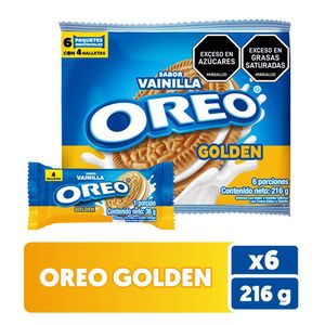 Galletas OREO golden rellenas sabor vainilla (216 gr)