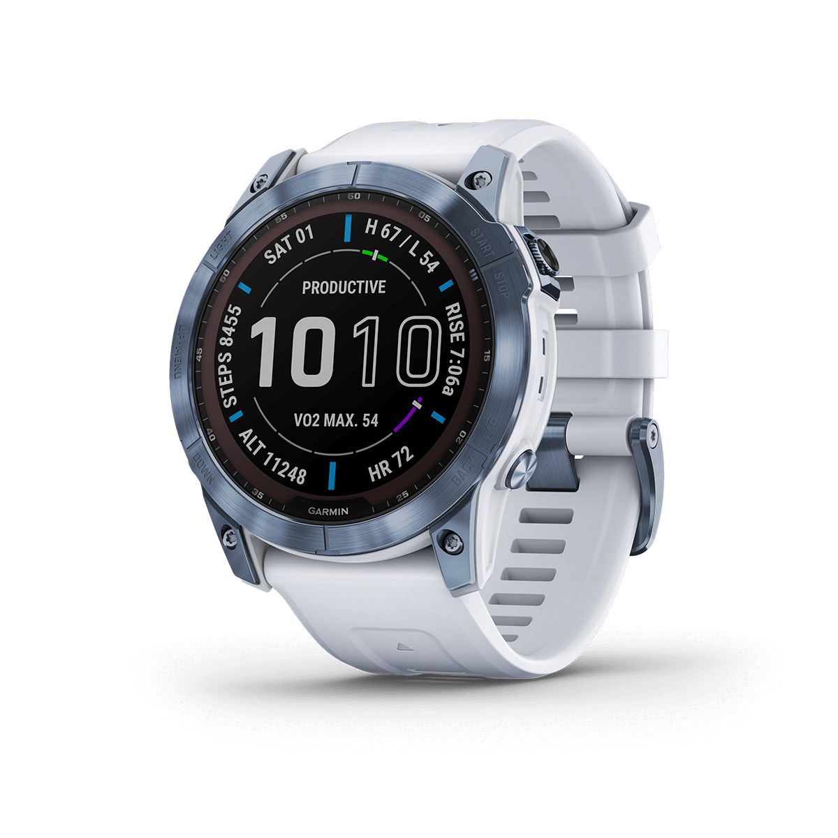 Imagen de Reloj Fenix 7X Zafiro Solar Azul Mineral con Banda Blanca Sapphire Solar