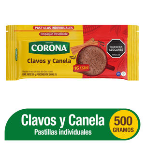 Chocolate Corona Clavos y Canela 500 G X16 Unds