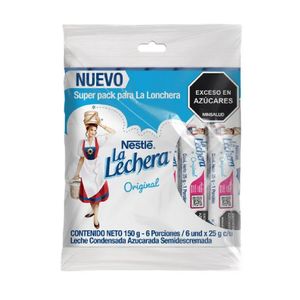 Leche condensada LA LECHERA® bolsa x 6 unidades 25g Stick