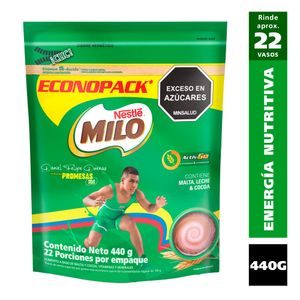 Bebida achocolatada MILO activ go energía nutritiva (440 gr)