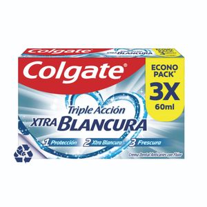 Crema Dental Colgate Triple Acción Extrablancura 60 Ml X3 Unds