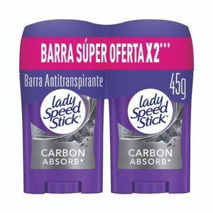 Desodorante Lady Speed Stick Mujer Carbon Absorb Stick 45 G X2 Unds