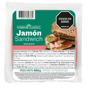 Jamón Corte Local Sanduche 400 G