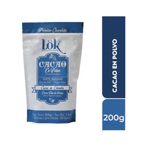 Cacao LOK PREMIUM PRODUCTS en polvo natural (200 gr)