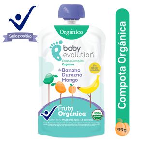 Compota Baby Evolution Orgánica Banano/Durazno/Manzana 99 G