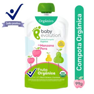 Compota Baby Evolution Orgánica Manzana Pera 99 G