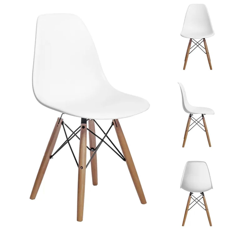 Imagen de Set 4 Sillas Modernas Para Comedor Hogar Patas En Madera Blanca 52B1992508 BLANCAX4