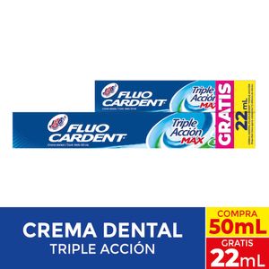 Crema Dental Fluocardent Triple Acción Max 50ml Gratis 22ml
