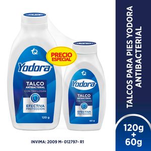 Talco Yodora 120 G + Gratis Talco 60 G