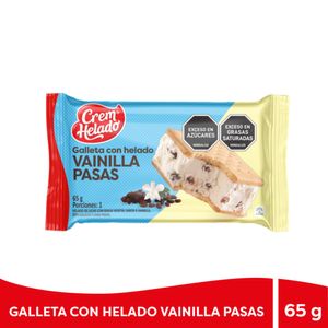 Galleta Con Helado Crem Helado Vainilla Pasas 65G