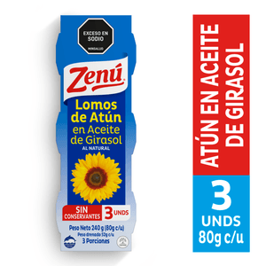 Atún Zenú Lomo en Aceite Girasol 80 G x3 Unds