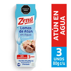 Atún Zenú Lomo en Agua 80 G x3 Unds