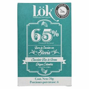 BARRA LOK CHOCOLAT 65% C/STEVIA 70g