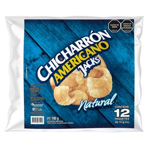 Paquete Pasabocas Snacks Chicharrón Natural x12 und. 13 gr C/U