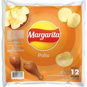 Paquete Pasabocas Papas Margarita Pollo x12 unds. 25 gr C/U