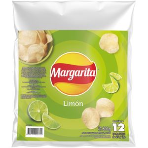 Paquete Pasabocas Papas Margarita Limón x12 unds. 25 gr C/U
