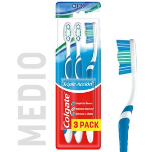 Cepillo de Dientes Medio Colgate Triple Acción Medio X3 Unds