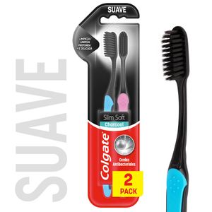 Cepillo de Dientes Colgate Slim Soft Carbón Suave X2 Unds