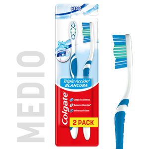 Cepillo de Dientes Medio Colgate Triple Acción Extra Blancura X2 Unds