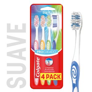 Cepillo de Dientes Suave Colgate Pro Cuidado X4 Unds