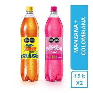 Gaseosa POSTOBON duo manzana + colombiana (3000 ml)