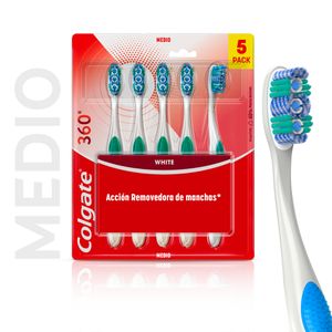 Cepillo de Dientes Medio Colgate 360° Luminous White X5 Unds