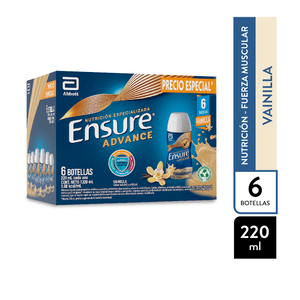 Ensure Advance Vainilla con Proteína + HMB Líquido 220 Ml X6 Botellas