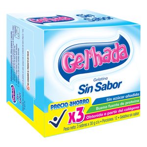 Gelatina Gel'hada Sin Sabor 30 G X3 Unds