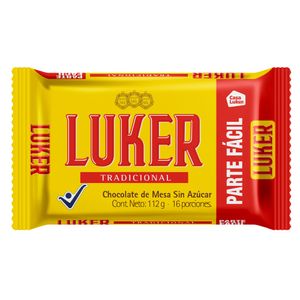 Chocolate LUKER tradicional sin azúcar (112 gr)