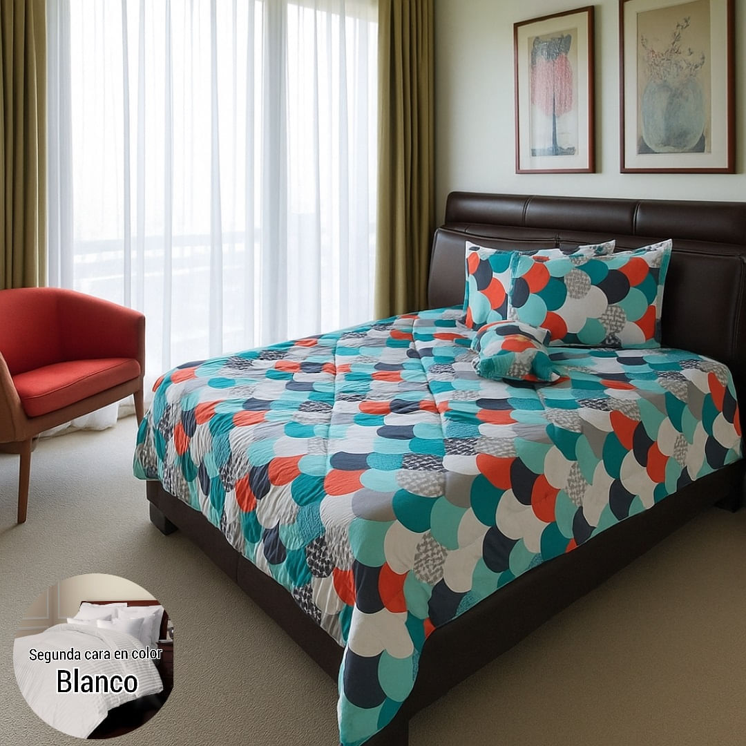 Imagen de Edredón Estampado - Unicolor Grueso Voypre Tamaño Doble Globos Colores - Blanco EGEDGlColBl