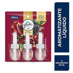 Glade Ambientador Edición Limitada Aceites Naturales 3 Repuestos Moras Festivas 63ml