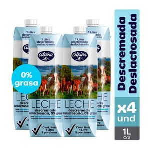 Leche deslactosada ALPINA descremada caja x4und 1l (4000 ml)