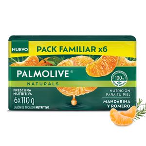 Jabón Palmolive Naturals Mandarina y Romero en barra 6x110g